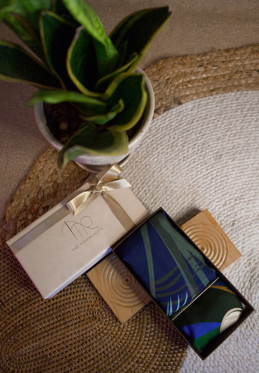 Palm Springs, the combo of Silk Pocket Square & Cotton Scarf