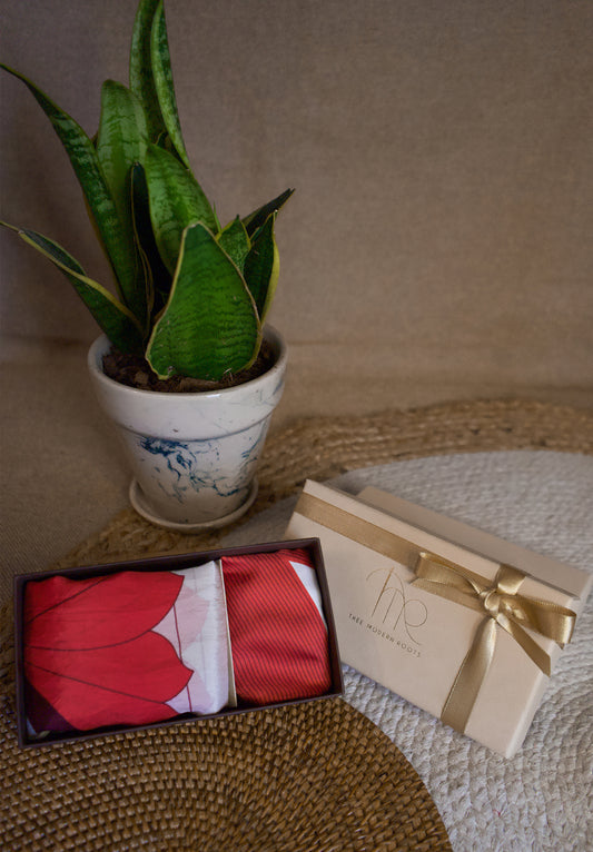 Pride & Prejudice, the combo of Silk Pocket Square & Silk Stole