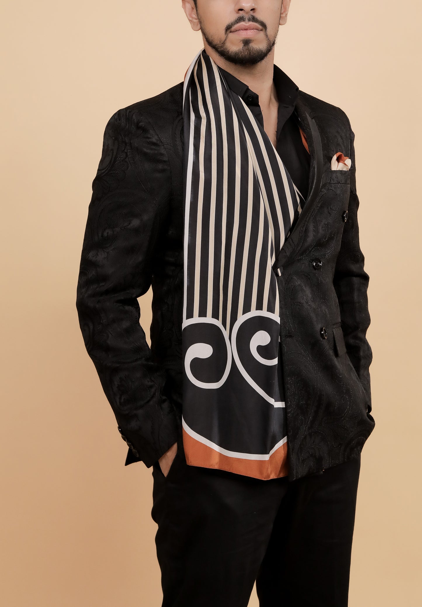 Boldly Striped Men Silk Stole