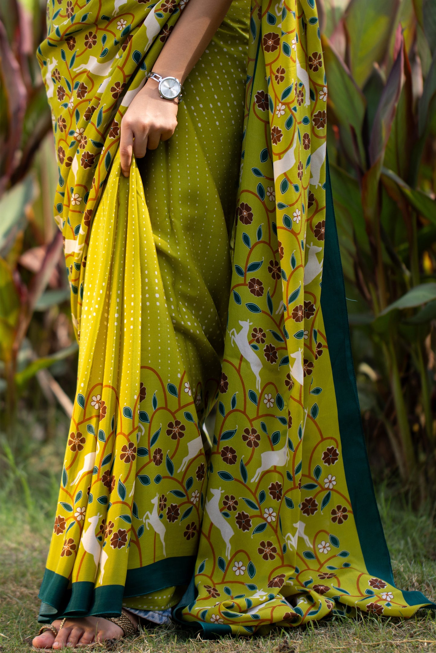 Deer Delight Printed Crepe Saree