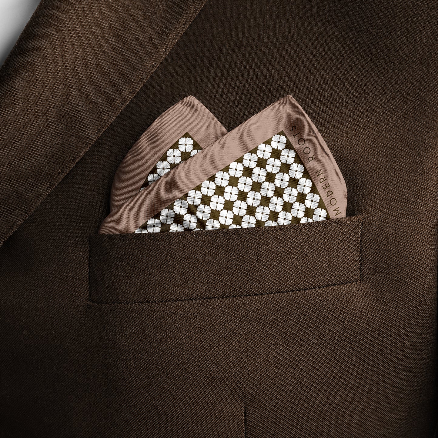 Enigma in Olive Silk Pocket Square