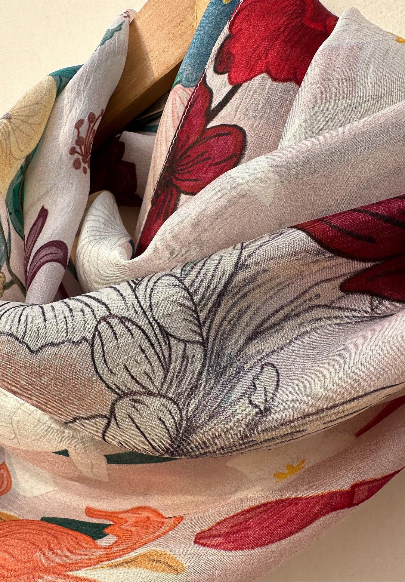 Floral Rising Silk Stole - Thee Modern Roots