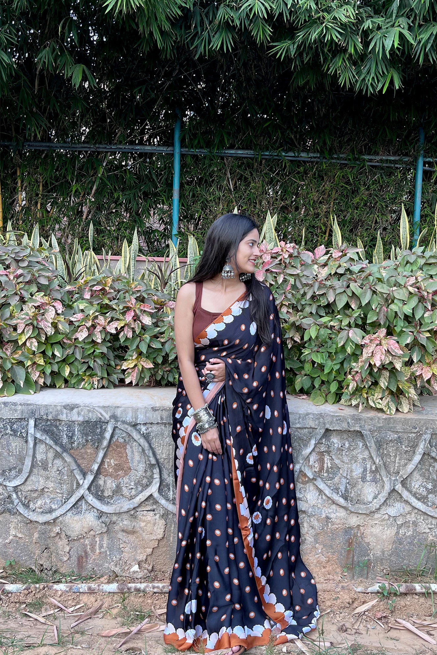 Dreamy Lotus Printed Satin Georgette Saree