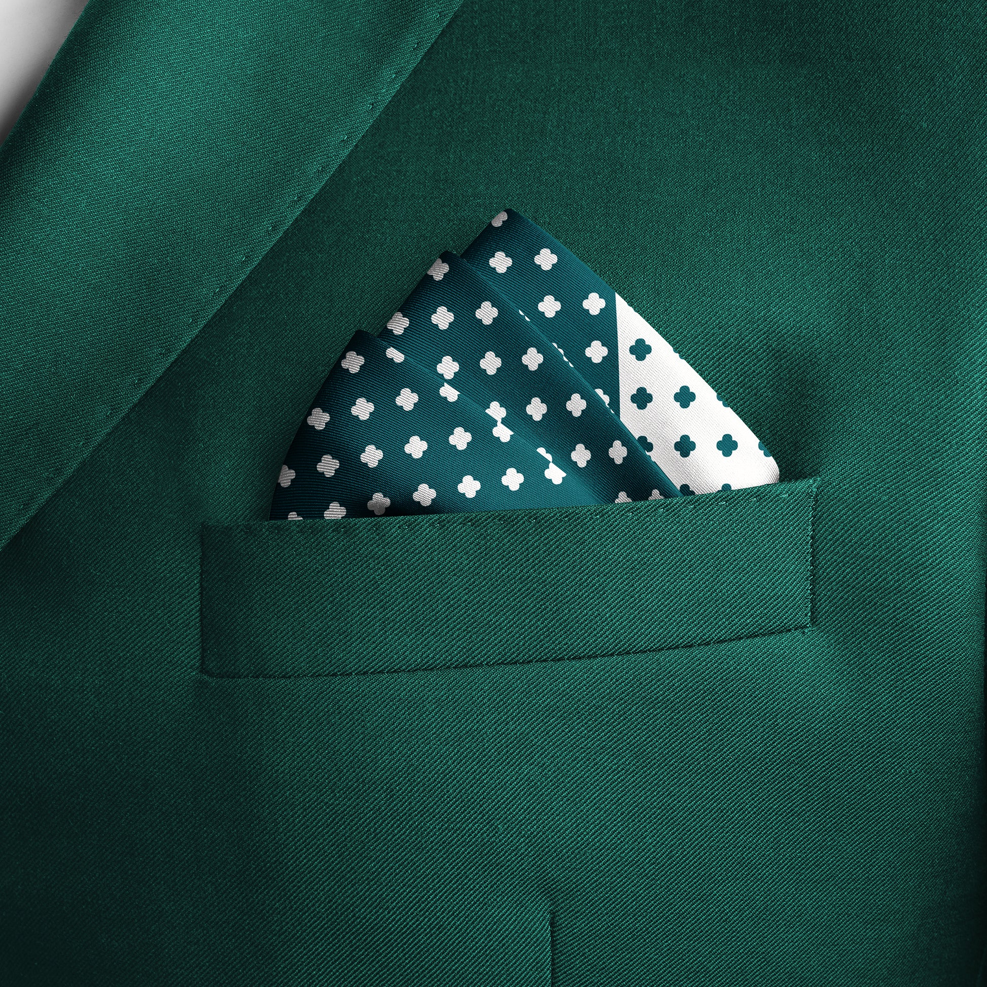 Green Duality Silk Pocket Square