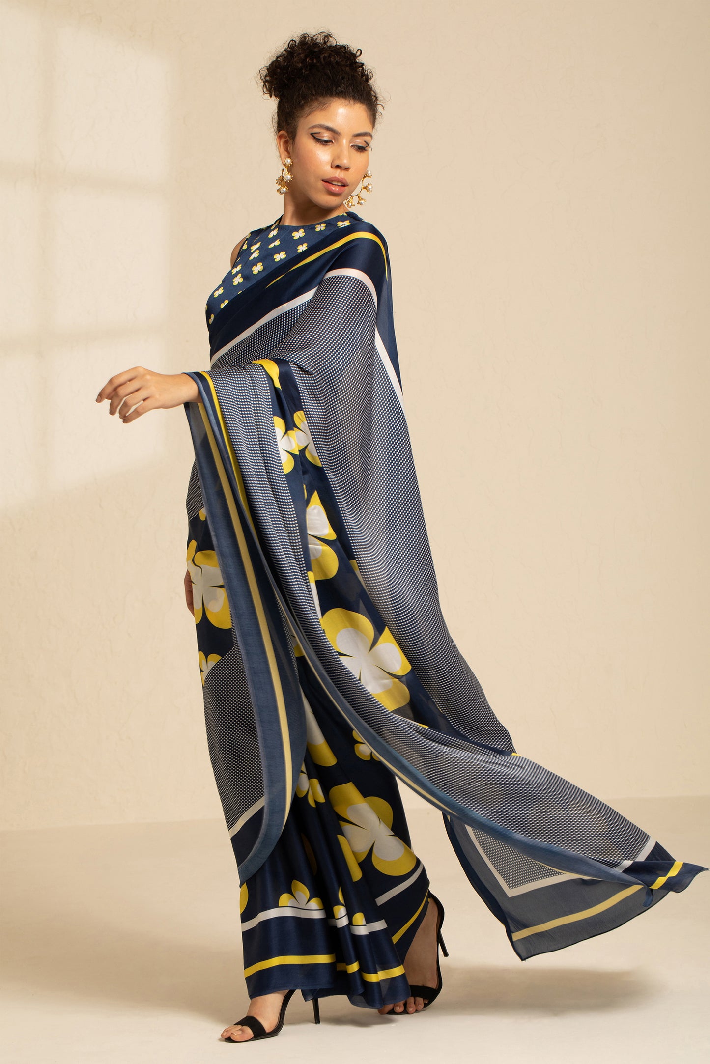 Retro Revival Satin Georgette Saree
