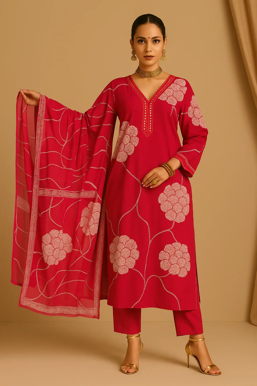 Pankhuri Fuschia Printed Cotton Suit Set - Thee Modern Roots