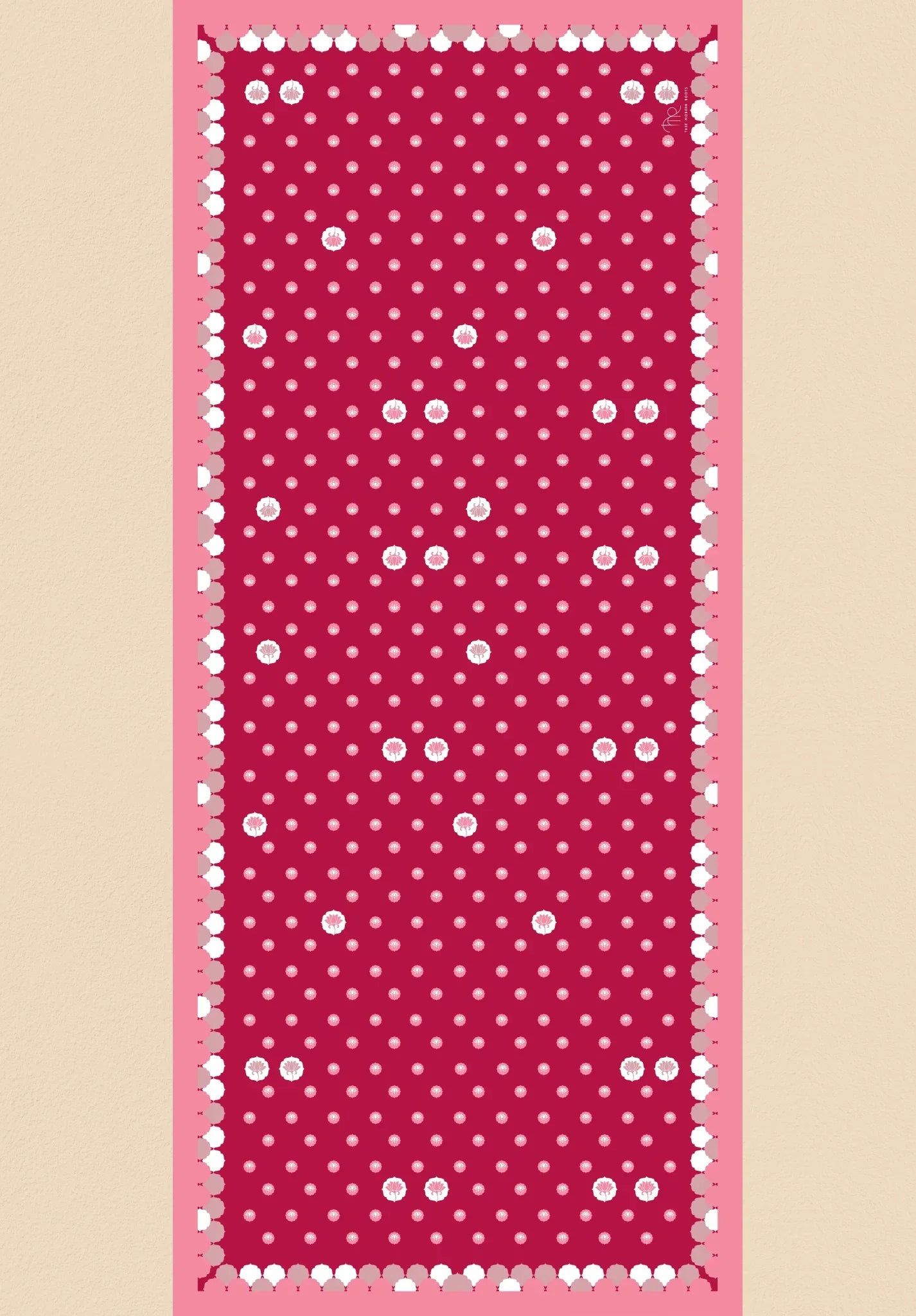 Crimson Lotus Silk Dupatta - Thee Modern Roots