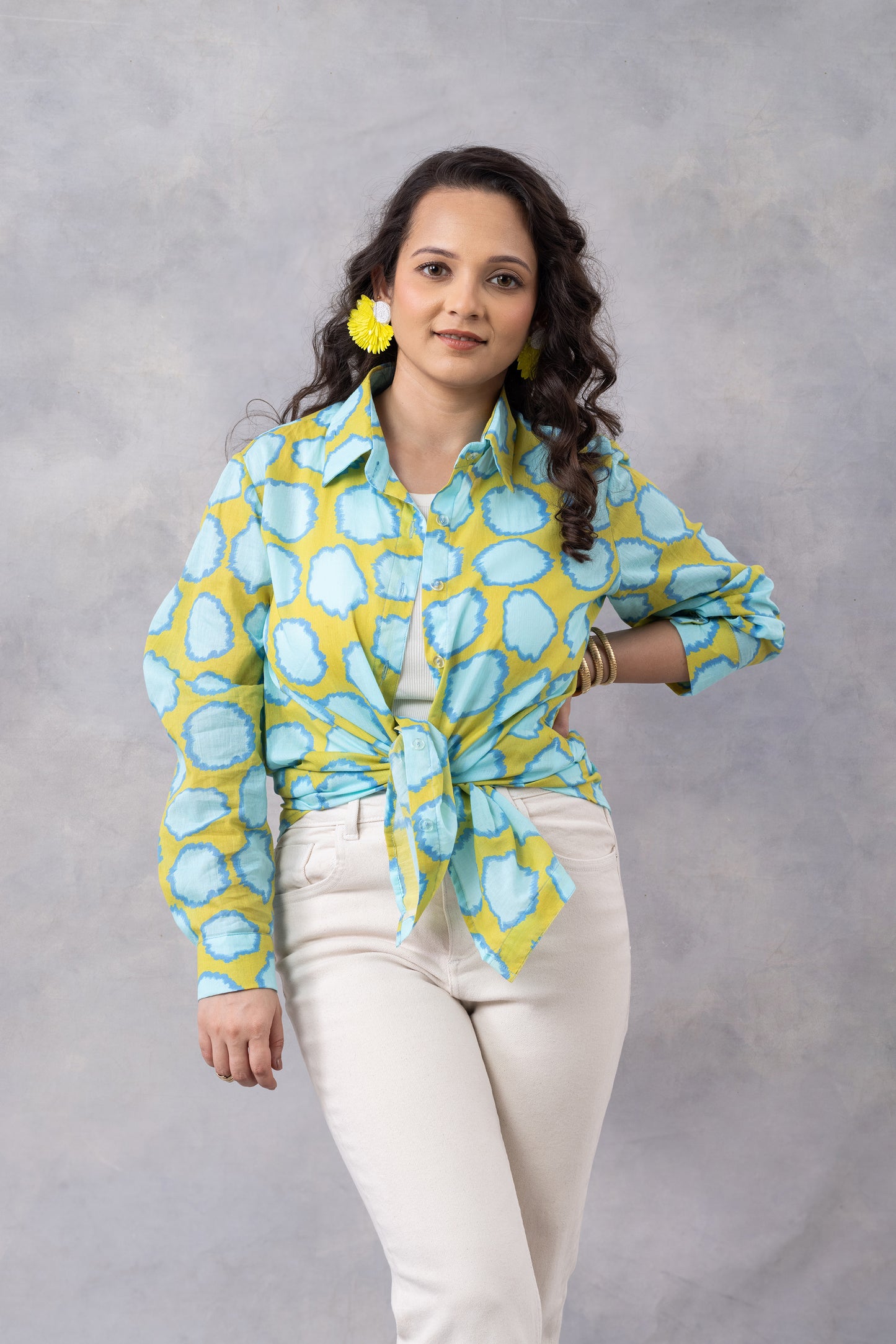 Mango Polka Print Cotton Mul shirt
