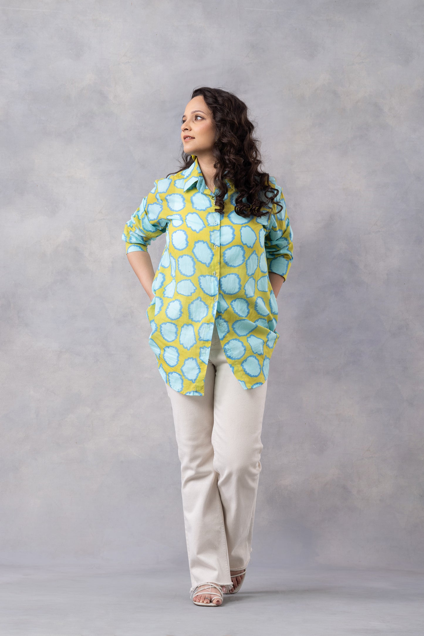 Mango Polka Print Cotton Mul shirt