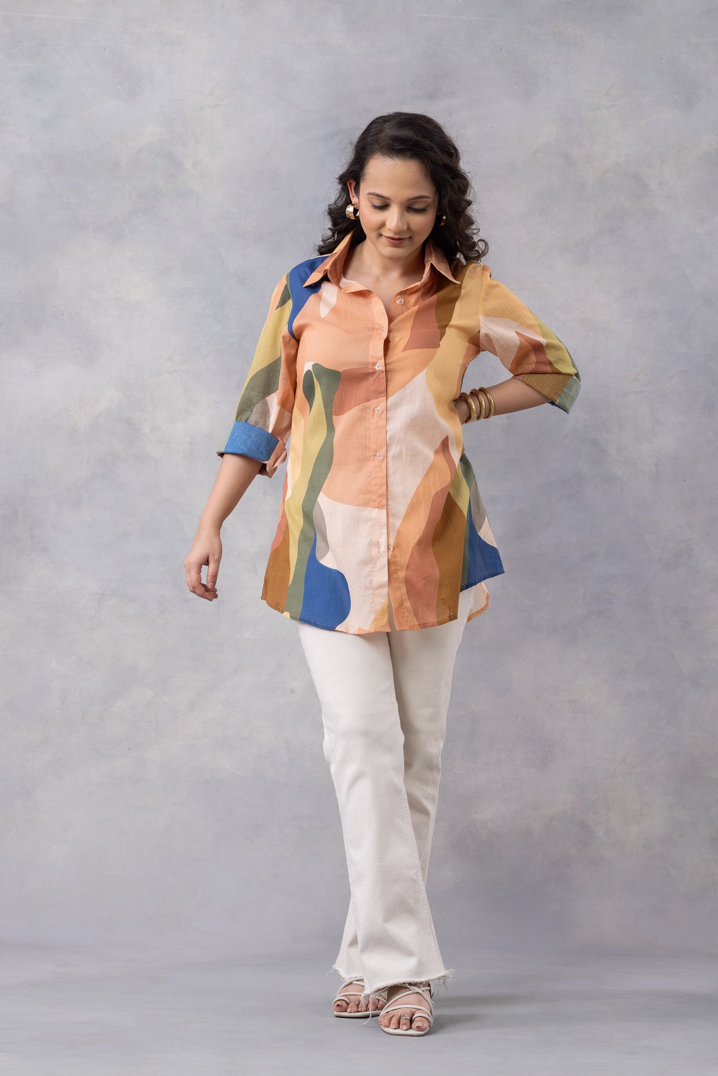 Sandstone Print Cotton Mul Shirt