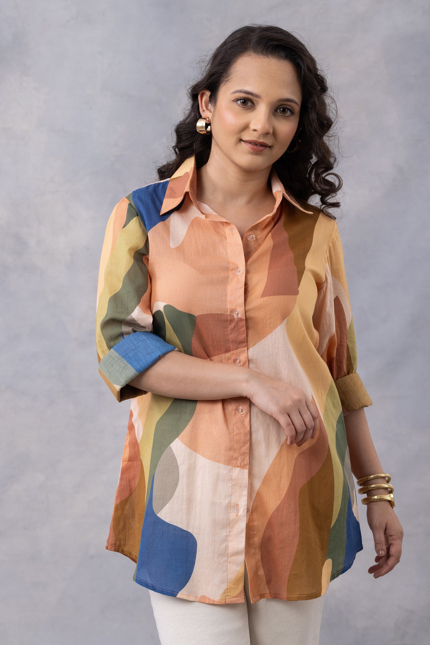 Sandstone Print Cotton Mul Shirt