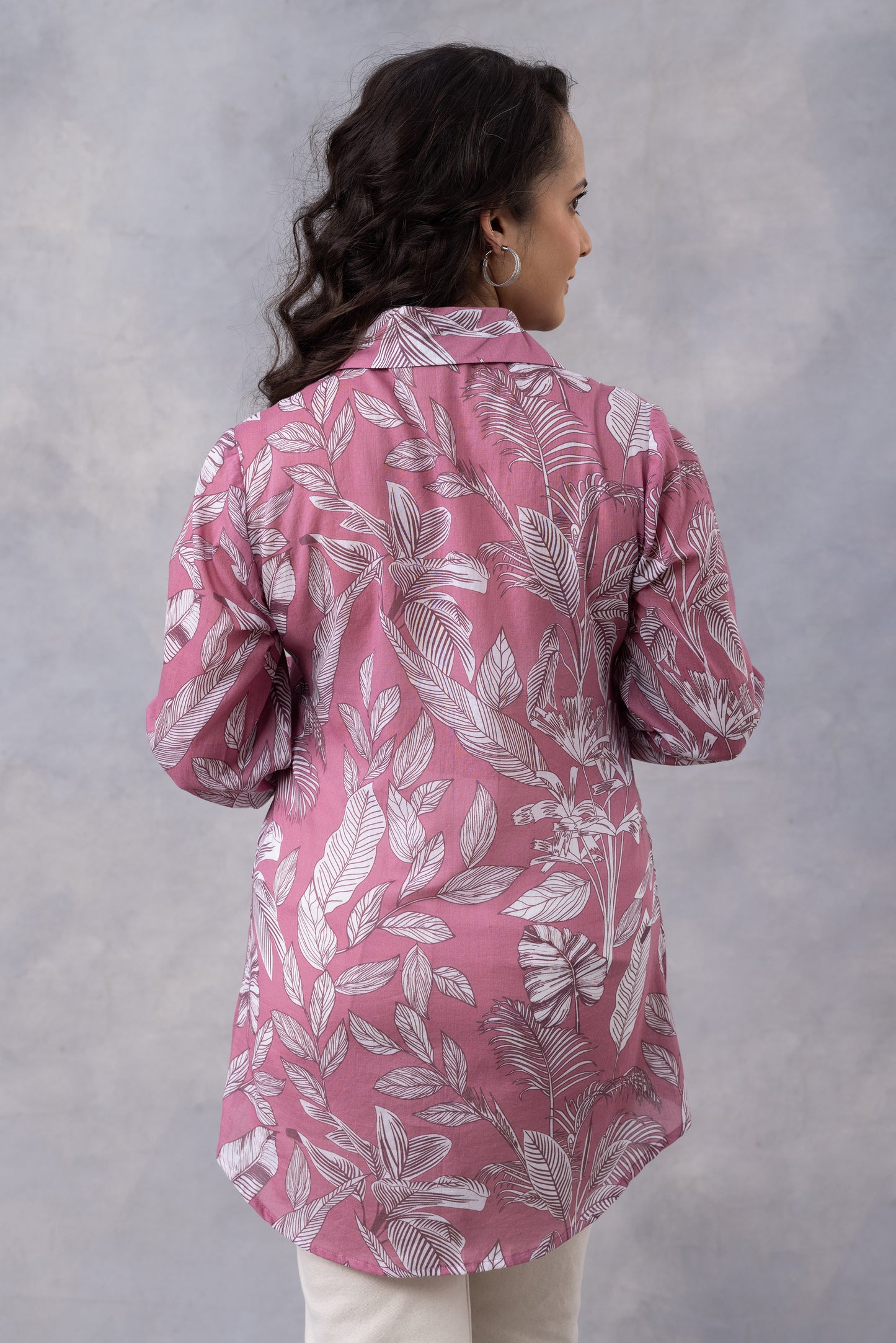 Rosewood Tropical Print Cotton Mul Shirt