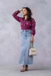 Ink Blue Dot Parade Print Cotton Mul Shirt