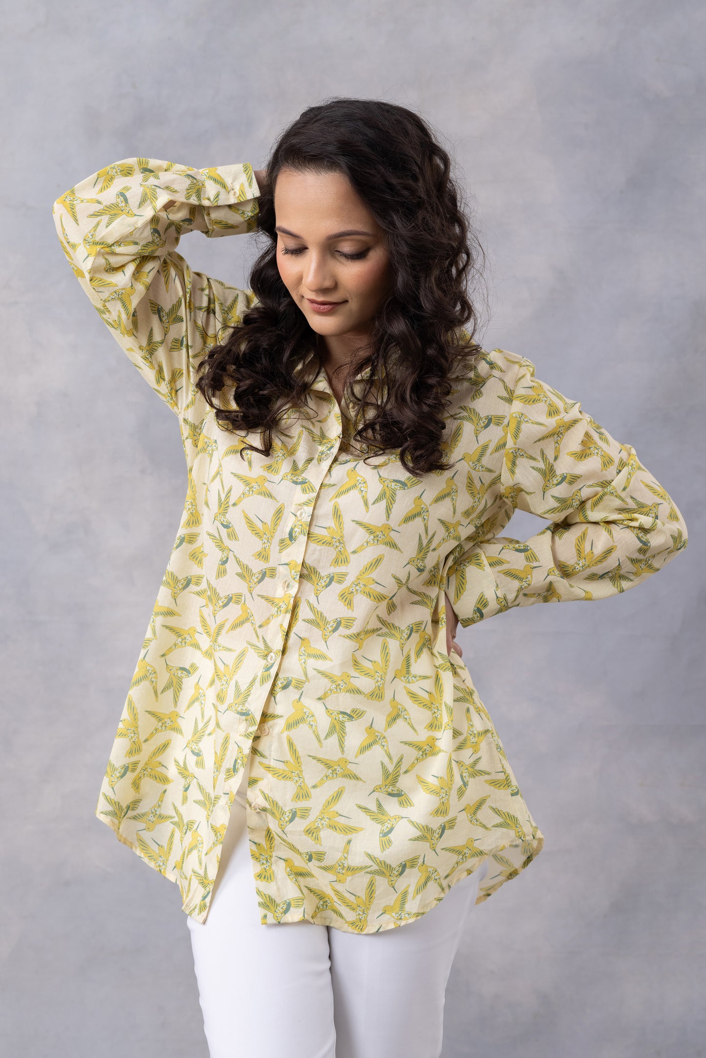 Buttercup Floral Flight Cotton Mul Printed Shirt
