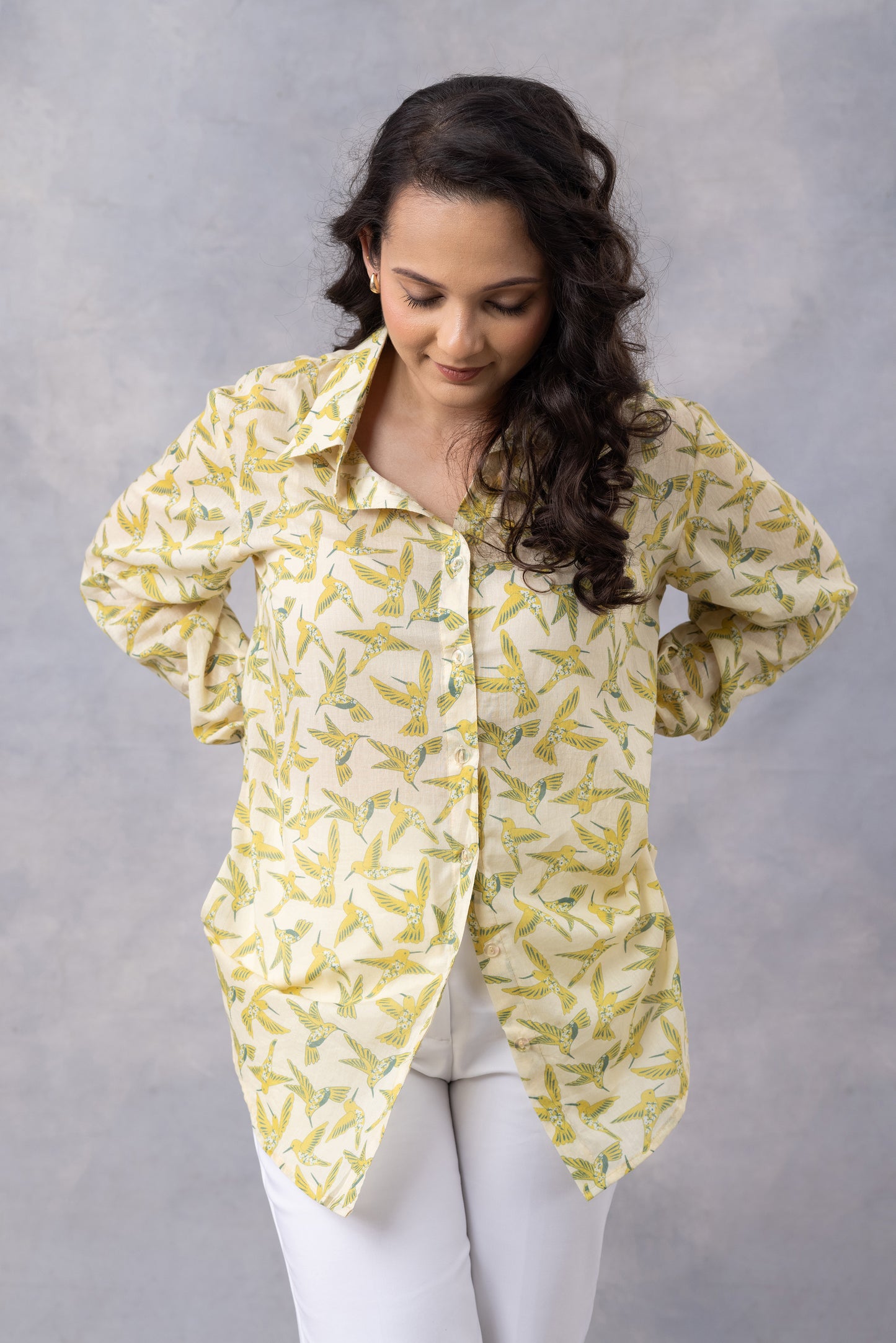 Buttercup Floral Flight Cotton Mul Printed Shirt