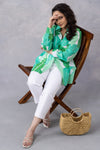 Tropical Green Cotton Mul Printed Shirt