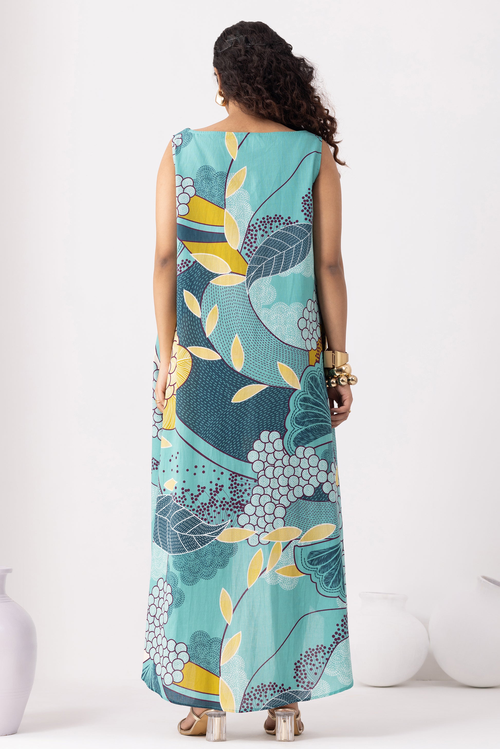 Dainty Teal Blue Flared Dress