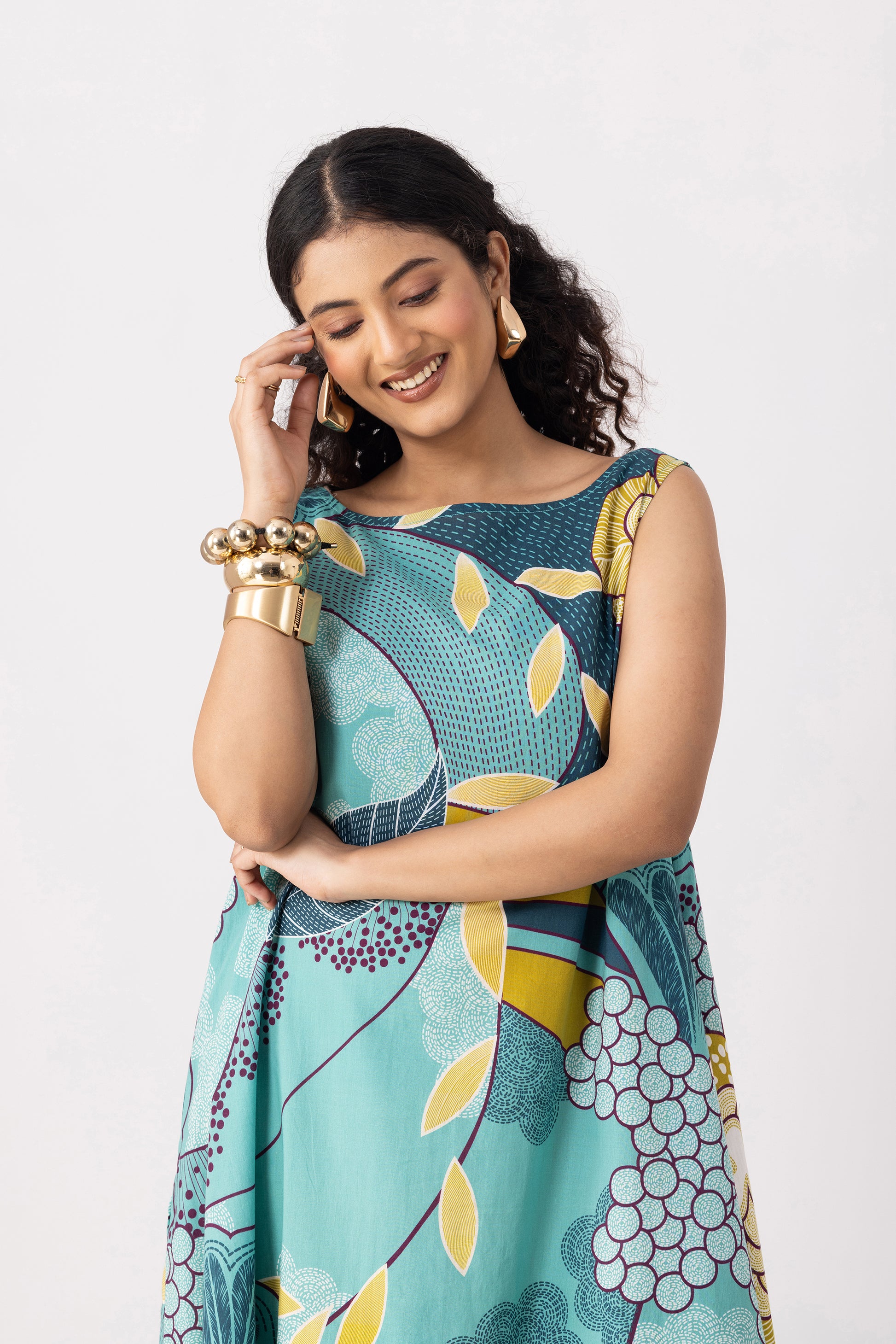 Dainty Teal Blue Flared Dress