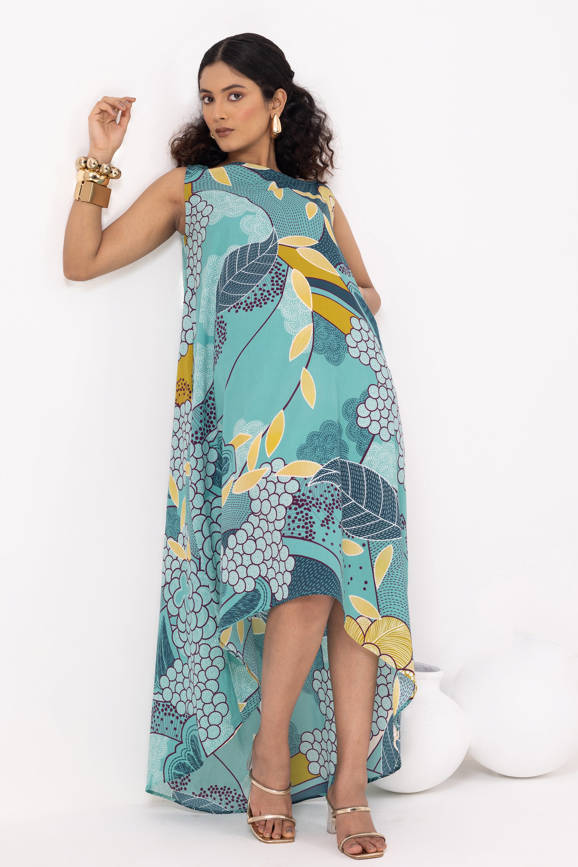 Dainty Teal Blue Flared Dress
