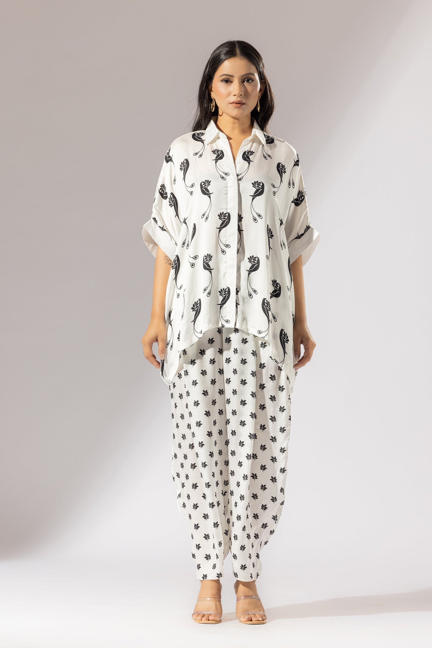 Hummingbird Satin Silk Boxy Shirt