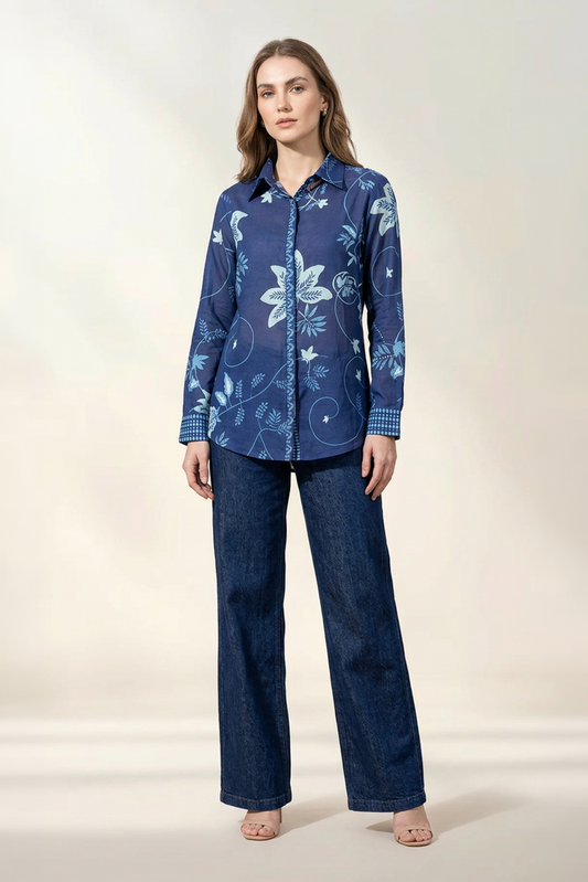 Navy Blue Bloom Shirt