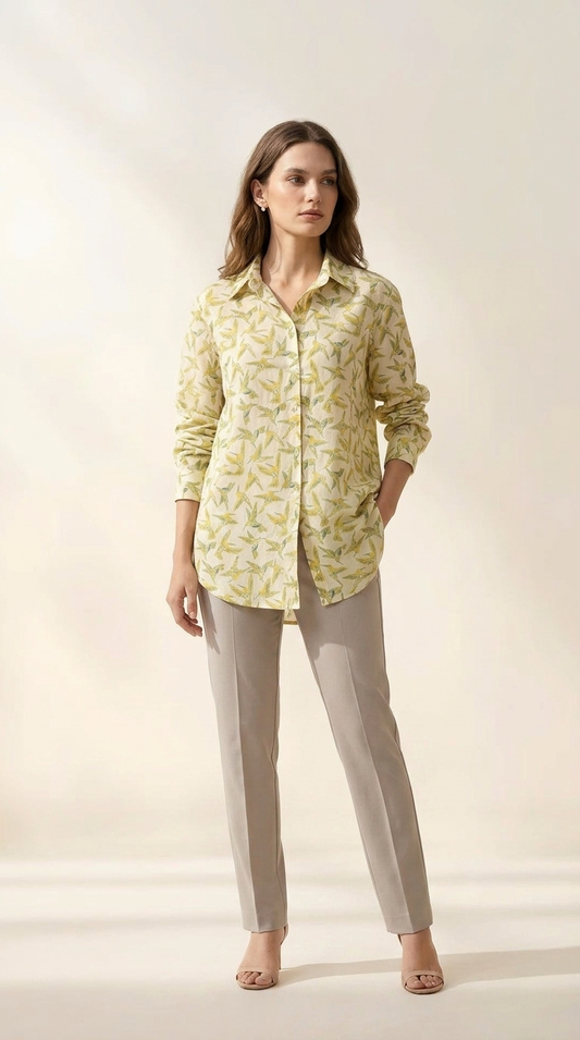 Buttercup Floral Flight Cotton Mul Printed Shirt