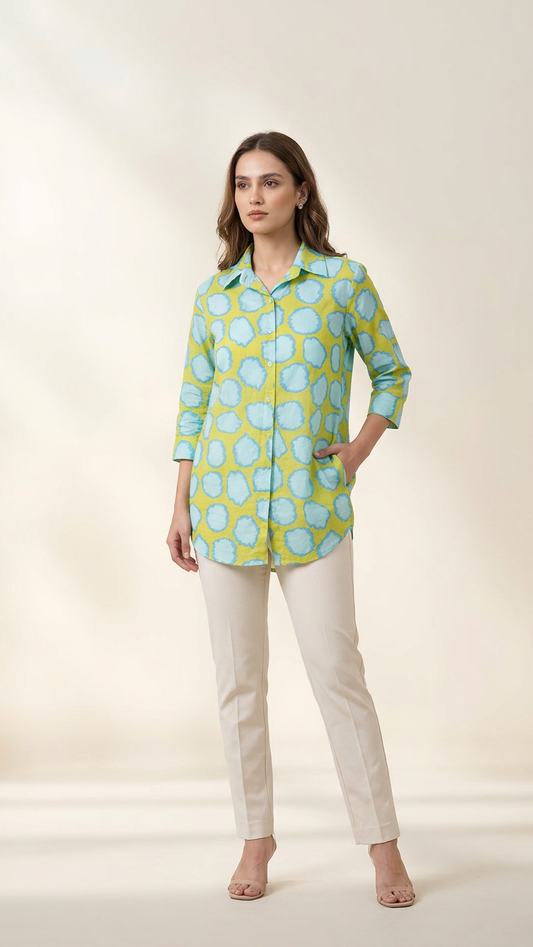 Mango Polka Print Cotton Mul shirt