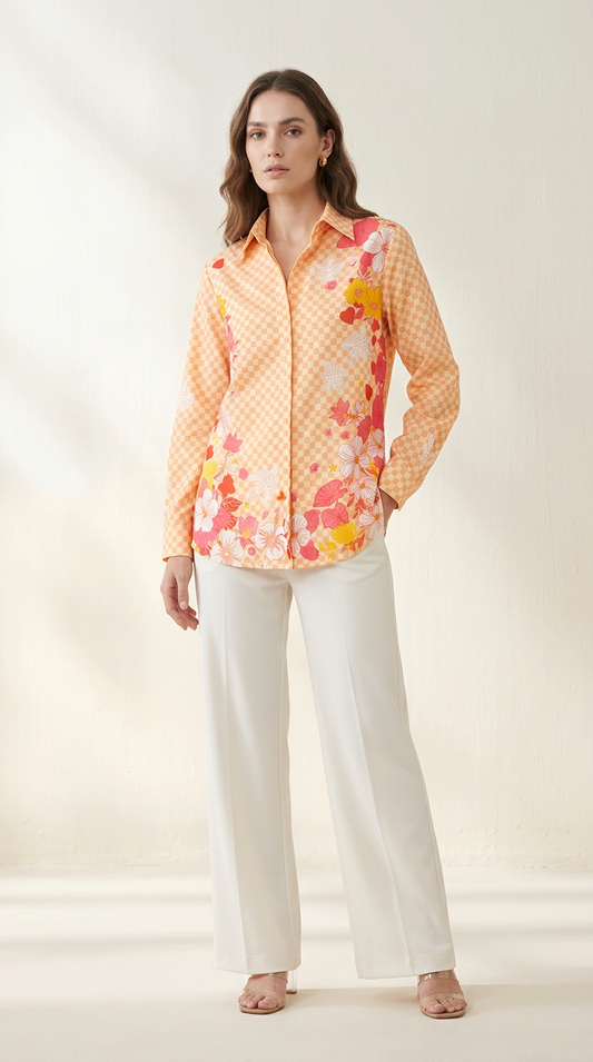 Checkered Sunset Pink Shirt