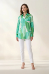 Tropical Green Cotton Mul Printed Shirt
