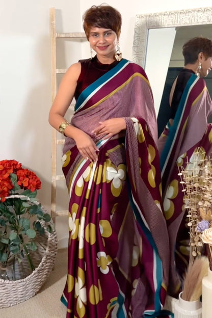 Retro Fusion Satin Georgette Saree