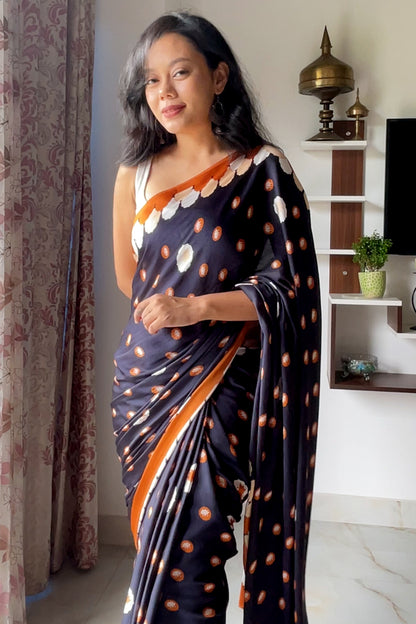 Dreamy Lotus Printed Satin Georgette Saree