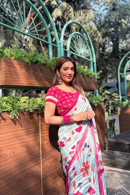 Bouquet Breeze Printed Crepe Saree