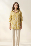 Ochre Tropical Print Cotton Mul Shirt