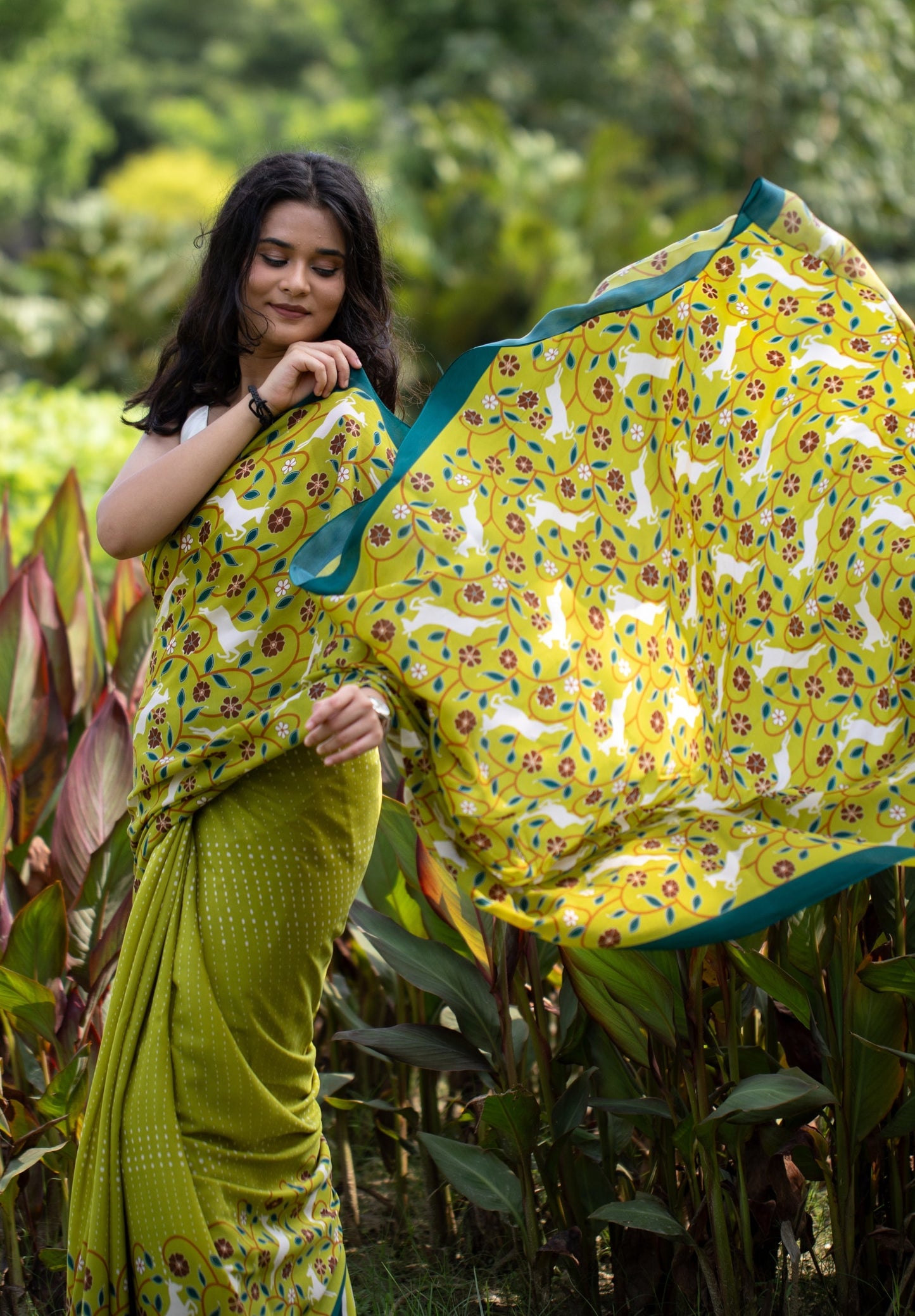 Deer Delight Printed Crepe Saree