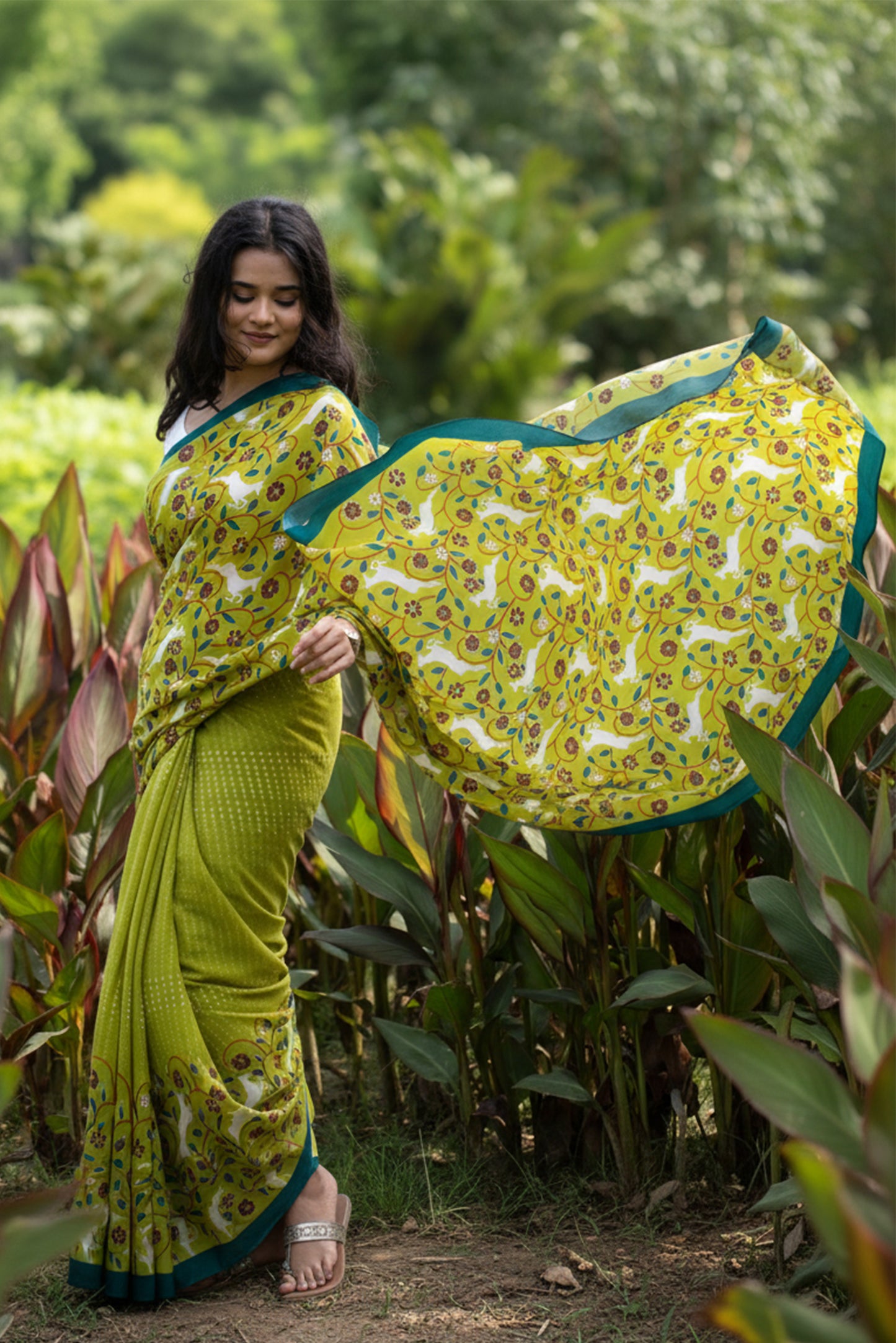 Deer Delight Printed Crepe Saree
