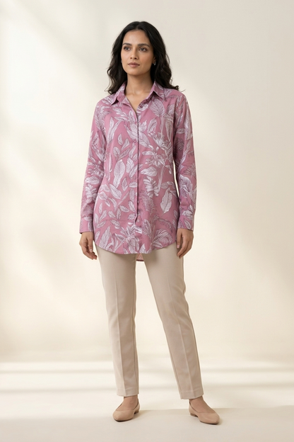 Rosewood Tropical Print Cotton Mul Shirt
