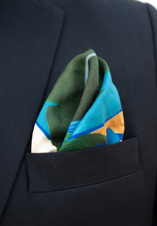 Blue Paradise Silk Pocket Square