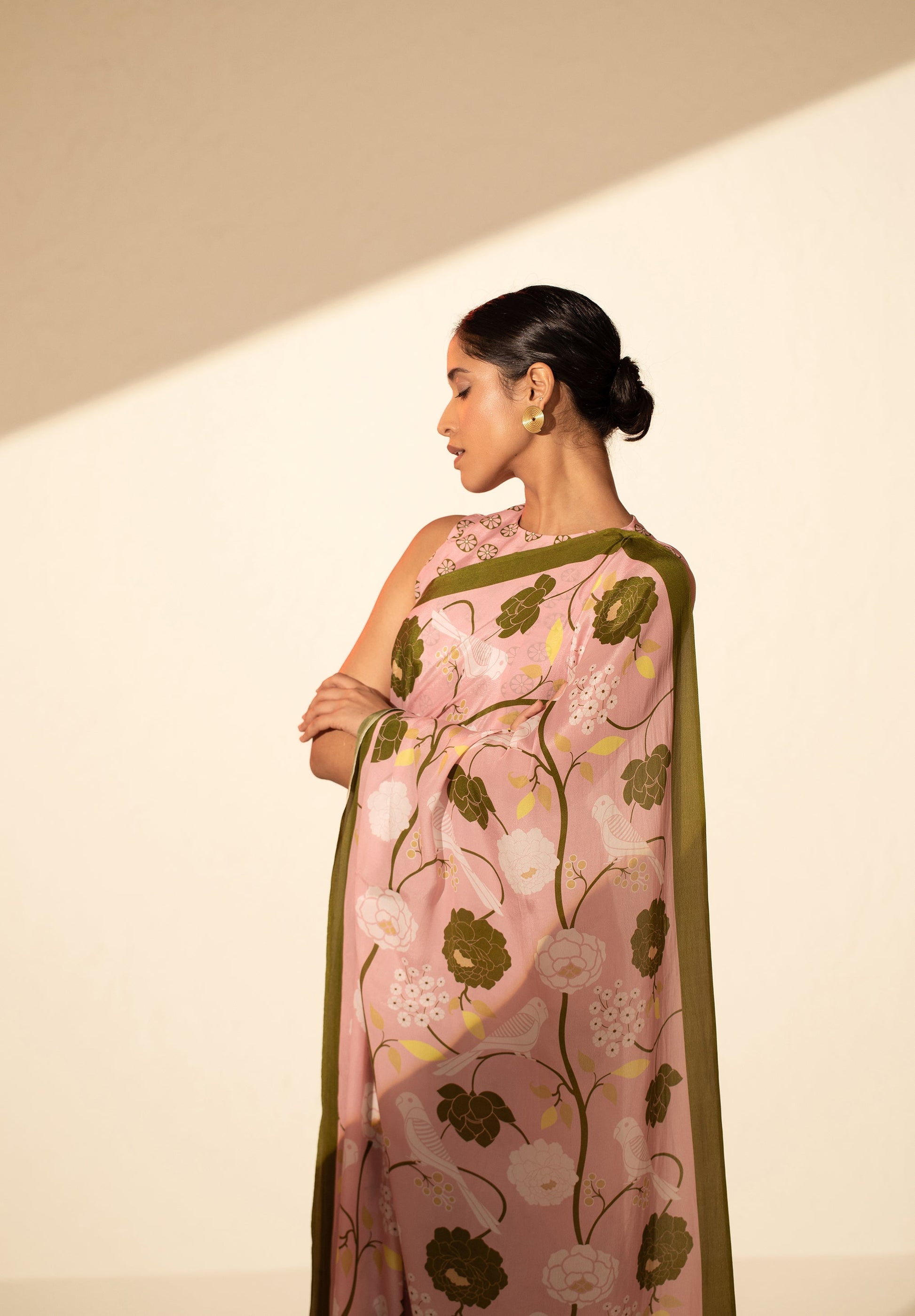 Paradise Blooms Printed Crepe Saree