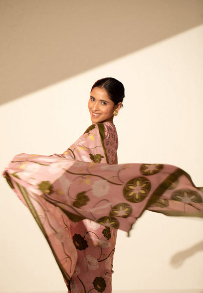 Paradise Blooms Printed Crepe Saree