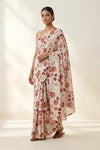 Ivory Floral Printed  Linen Saree
