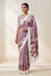 Dusty Rose Nouveau Floral Printed Crepe Saree