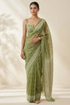 Fern Green Printed Organza Saree