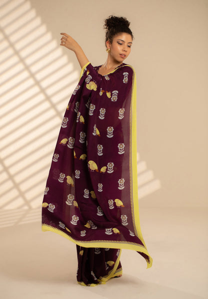 Fluttering Beauty Printed Crepe Saree