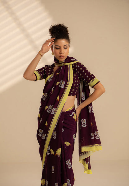 Fluttering Beauty Printed Crepe Saree