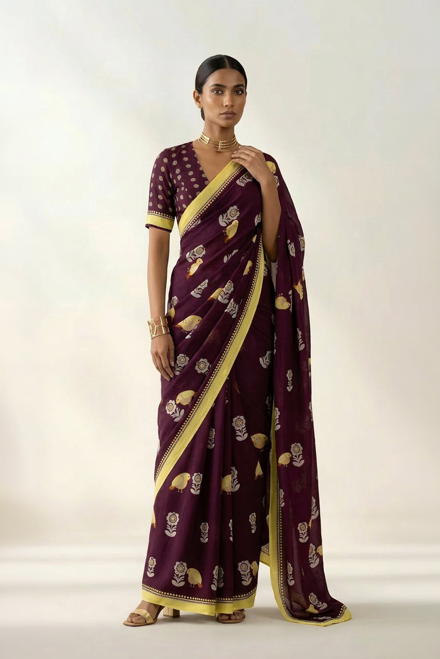 Fluttering Beauty Printed Crepe Saree