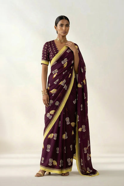 Fluttering Beauty Printed Crepe Saree