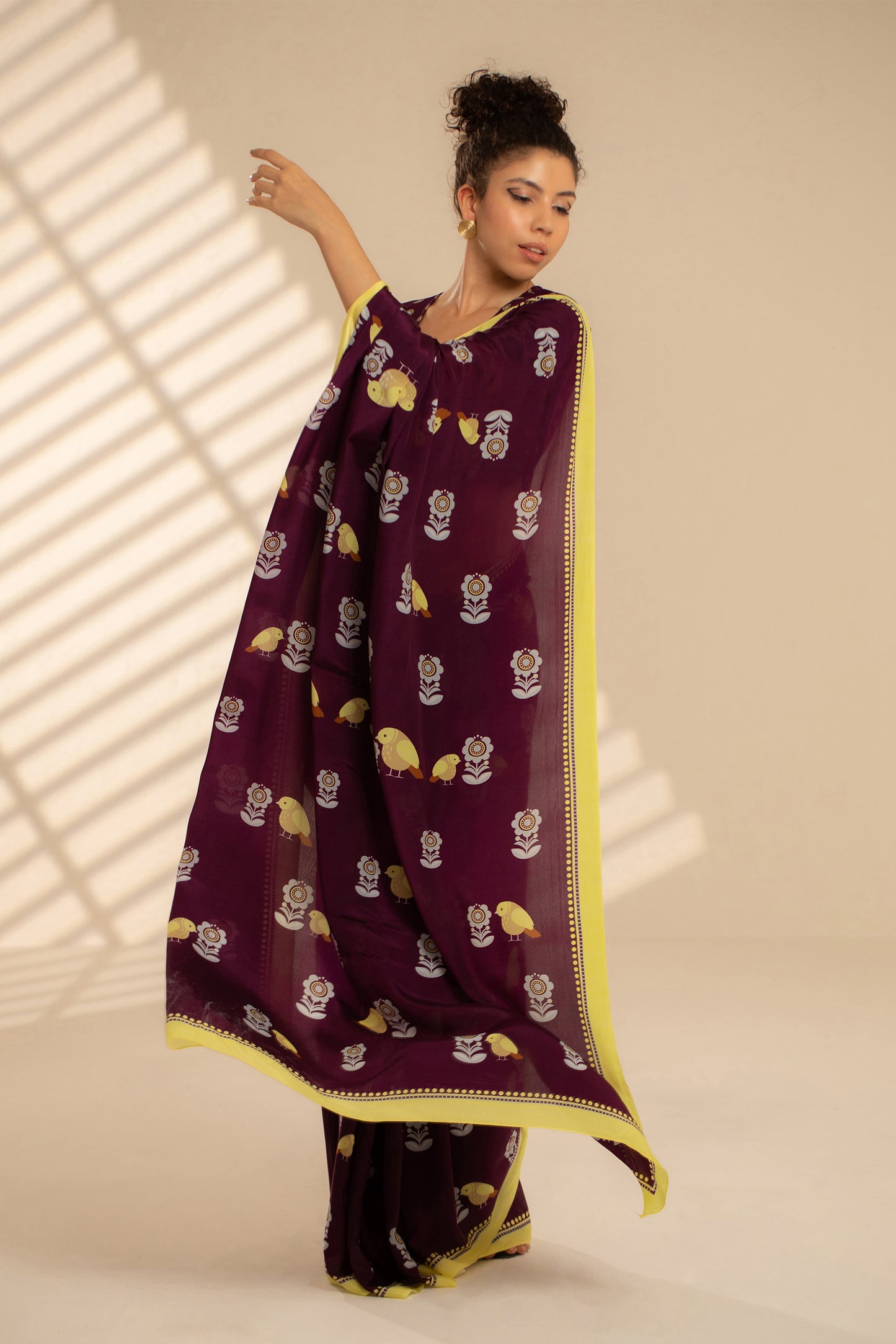 Fluttering Beauty Printed Crepe Saree