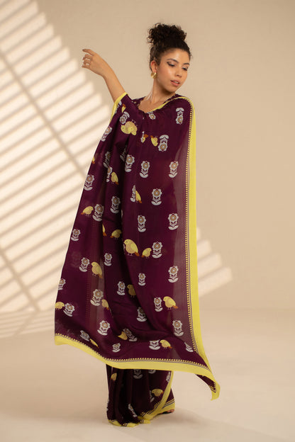 Fluttering Beauty Printed Crepe Saree