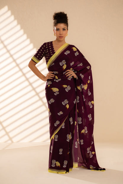 Fluttering Beauty Printed Crepe Saree