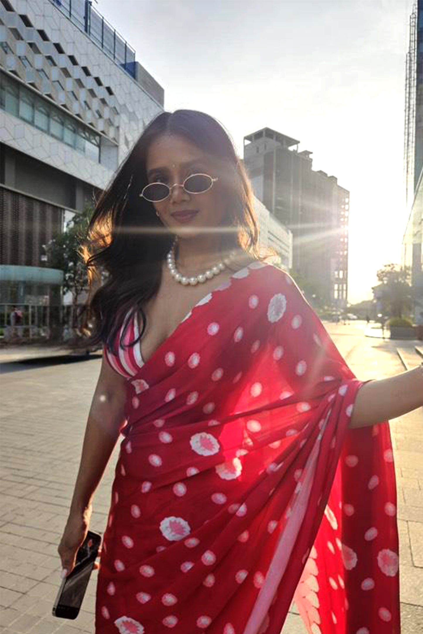 Floating Petals Printed Satin Georgette Saree